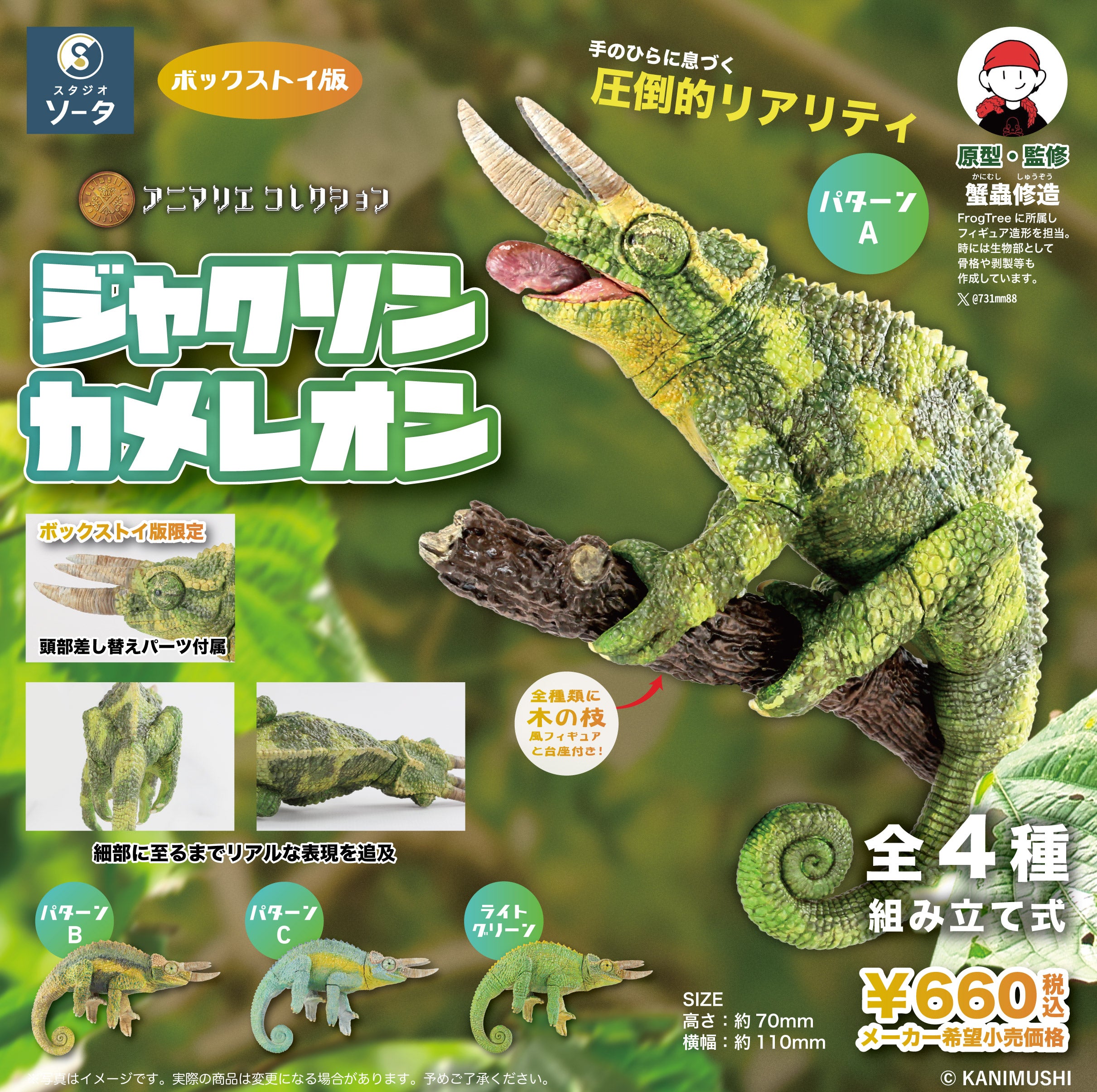 【予約受付終了】アニマリエコレクション ジャクソンカメレオン【1BOX/4個入】《予約:2024年8月下旬発送予定》